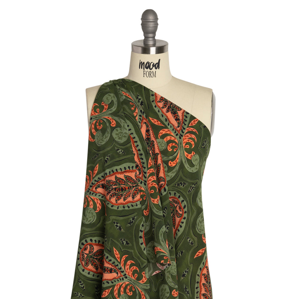 Mood Exclusive Green Bountiful Blooms Lightweight Polyester Crepe Drape Mood Exclusive Green Bountiful Blooms Lightweight Polyester Crepe Drape