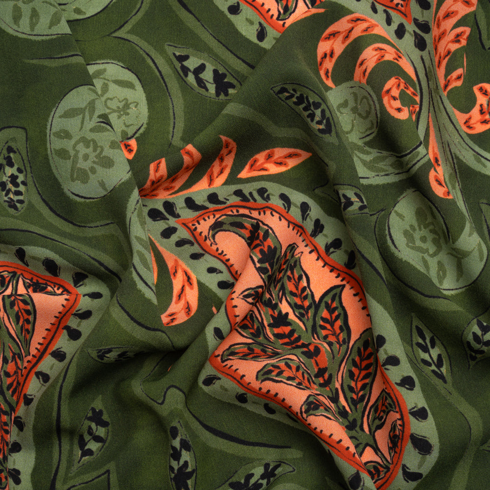 Mood Exclusive Green Bountiful Blooms Lightweight Polyester Crepe Mood Exclusive Green Bountiful Blooms Lightweight Polyester Crepe