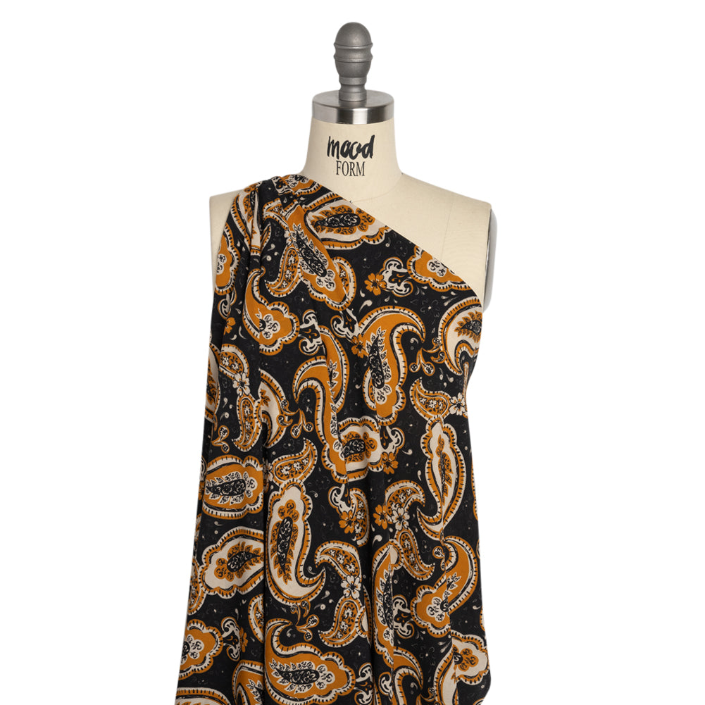 Mood Exclusive Black Here's to Paisley Lightweight Recycled Polyester Crepe Drape Mood Exclusive Black Here's to Paisley Lightweight Recycled Polyester Crepe Drape