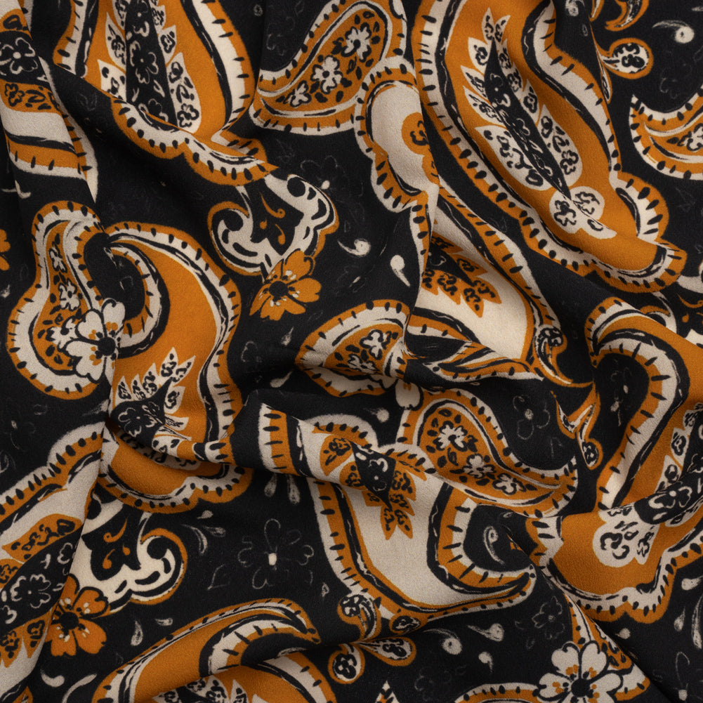 Mood Exclusive Black Here's to Paisley Lightweight Recycled Polyester Crepe Mood Exclusive Black Here's to Paisley Lightweight Recycled Polyester Crepe