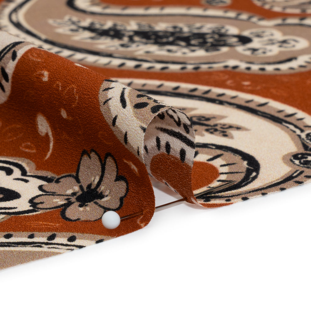 Mood Exclusive Brick Here's to Paisley Lightweight Recycled Polyester Crepe Detail Mood Exclusive Brick Here's to Paisley Lightweight Recycled Polyester Crepe Detail
