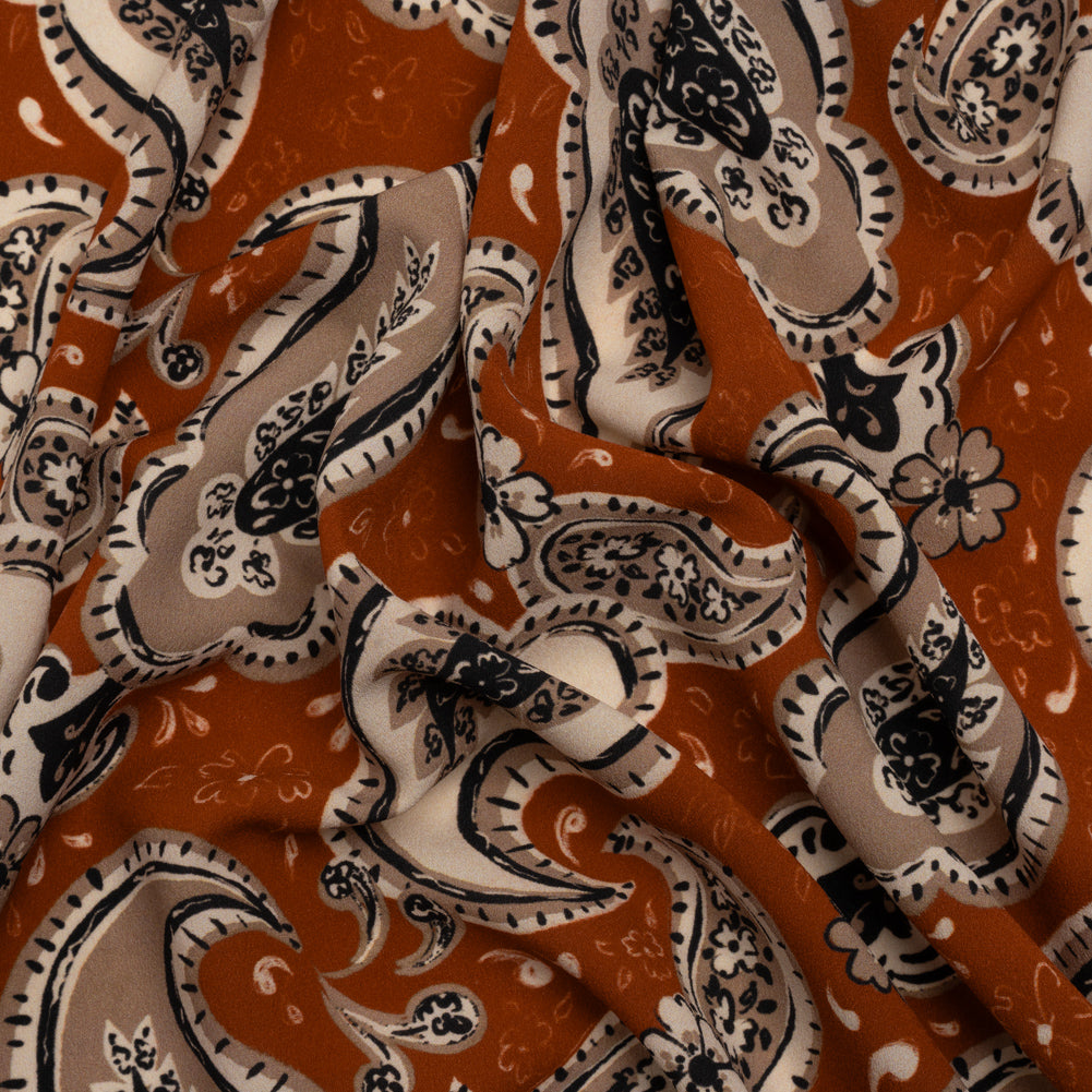 Mood Exclusive Brick Here's to Paisley Lightweight Recycled Polyester Crepe Mood Exclusive Brick Here's to Paisley Lightweight Recycled Polyester Crepe