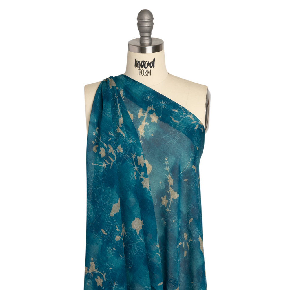 Mood Exclusive Indigo Quietly Cascades Viscose Chiffon Detail Mood Exclusive Indigo Quietly Cascades Viscose Chiffon Detail
