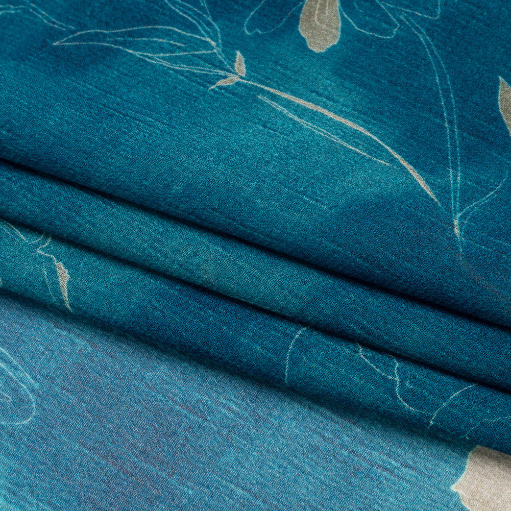 Mood Exclusive Indigo Quietly Cascades Viscose Chiffon Full Mood Exclusive Indigo Quietly Cascades Viscose Chiffon Full
