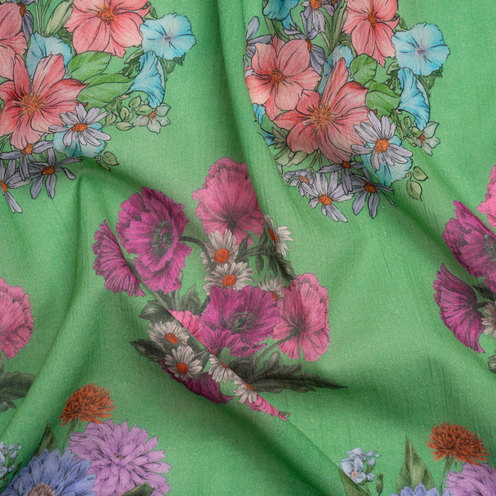 Crinkled Cotton Gauzy Woven Print - Green and Pink Floral Bunches - Mood Exclusive Flower Shoppe Crinkled Cotton Gauzy Woven Print - Green and Pink Floral Bunches - Mood Exclusive Flower Shoppe