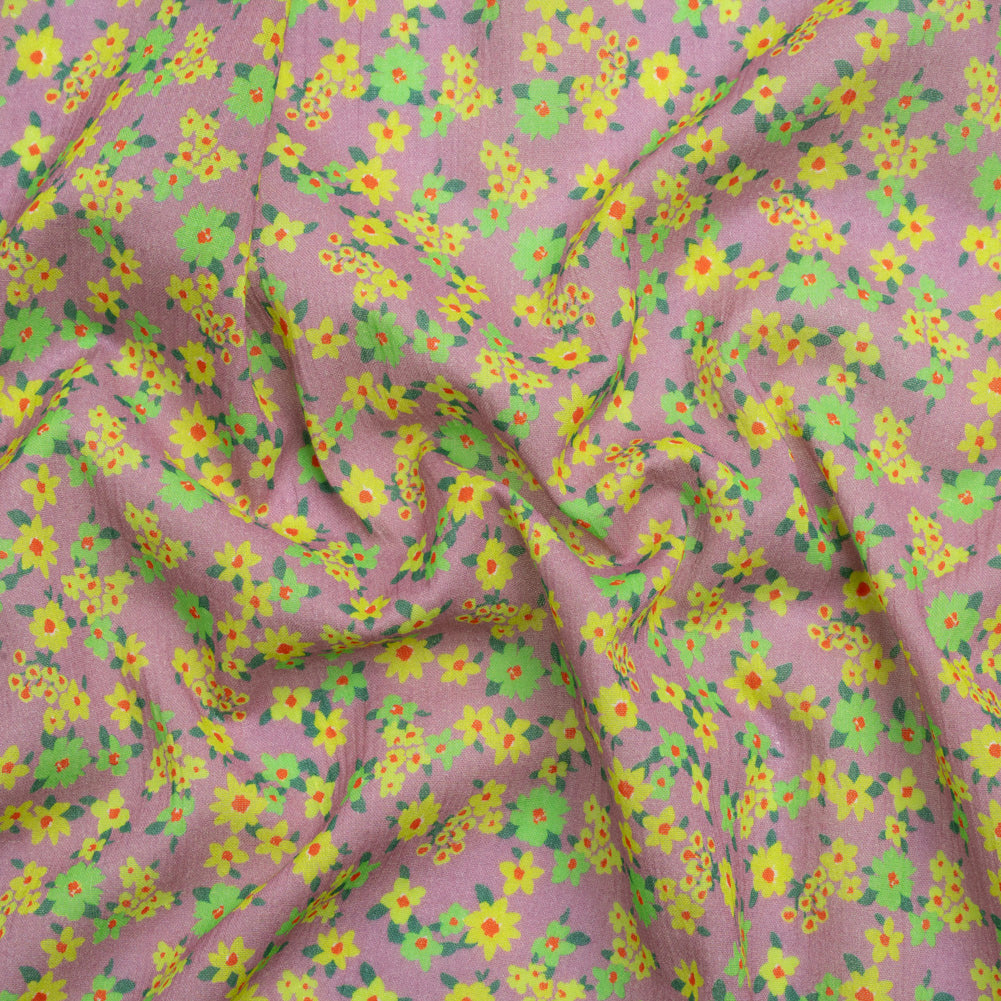 Crinkled Cotton Gauzy Woven Print - Yellow, Green and Lavender - Mood Exclusive Little Lillies Crinkled Cotton Gauzy Woven Print - Yellow, Green and Lavender - Mood Exclusive Little Lillies