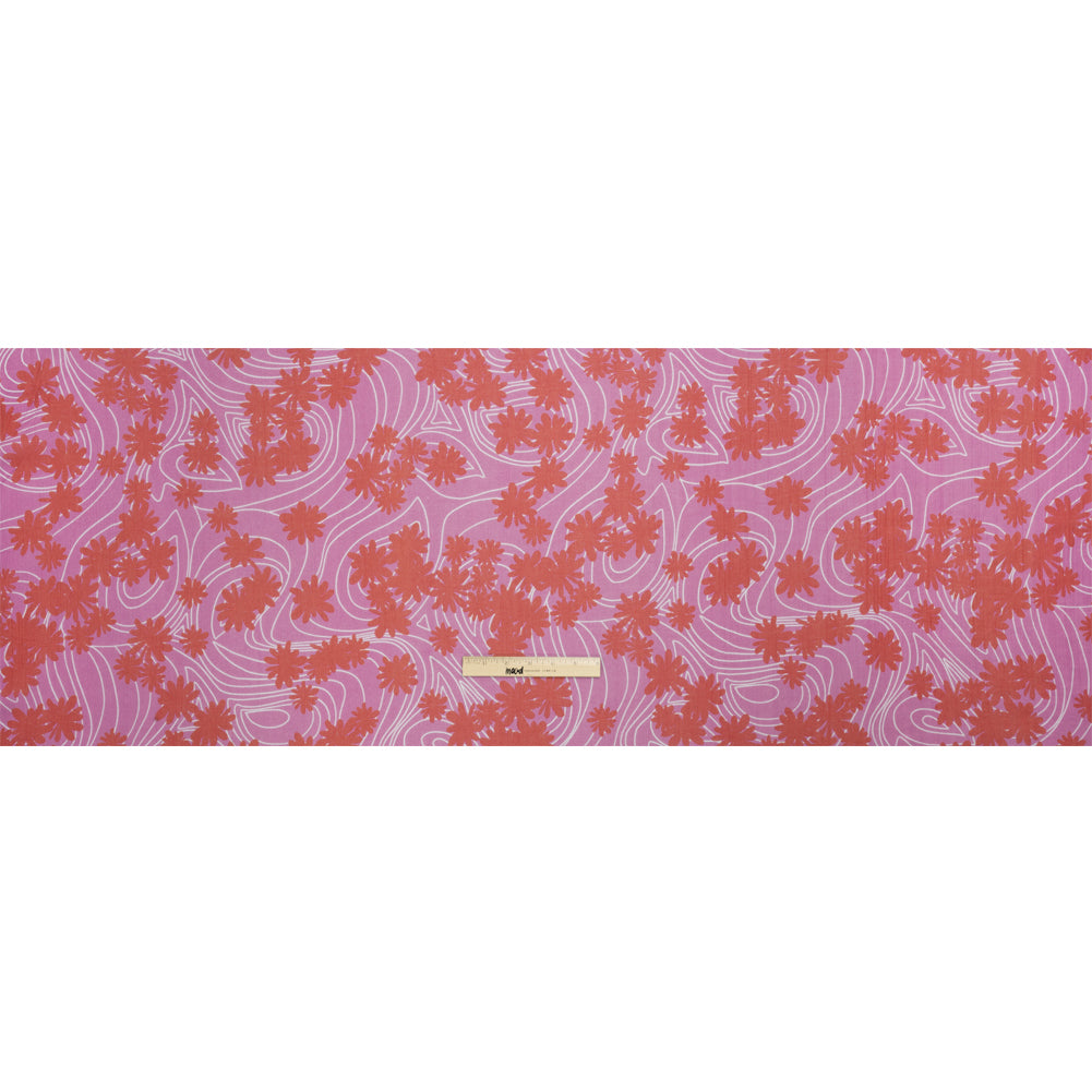 Crinkled Cotton Gauzy Woven Print - Red and Lilac Swirls and Florals - Mood Exclusive Daydreams and Daisies Full Crinkled Cotton Gauzy Woven Print - Red and Lilac Swirls and Florals - Mood Exclusive Daydreams and Daisies Full