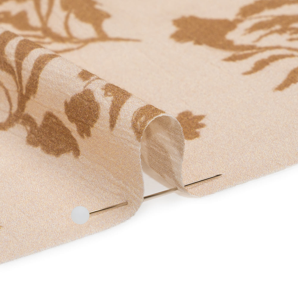 Mood Exclusive Beige Sprouting Sprigs Crinkled Gauzy Viscose Crepe Folded Mood Exclusive Beige Sprouting Sprigs Crinkled Gauzy Viscose Crepe Folded