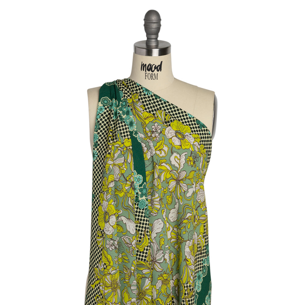Mood Exclusive Green In Her Hair Crinkled Gauzy Viscose Crepe Panel Detail Mood Exclusive Green In Her Hair Crinkled Gauzy Viscose Crepe Panel Detail