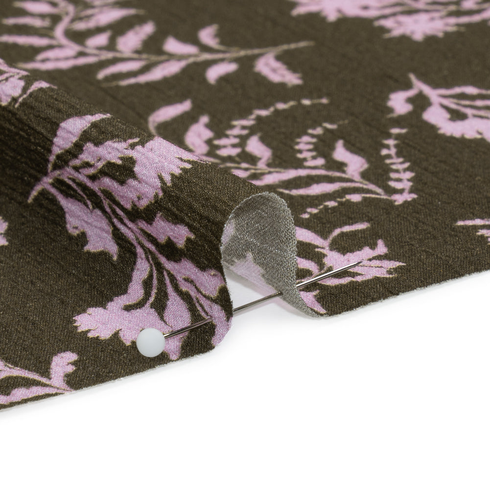 Mood Exclusive Olive Sprouting Sprigs Crinkled Gauzy Viscose Crepe Folded Mood Exclusive Olive Sprouting Sprigs Crinkled Gauzy Viscose Crepe Folded