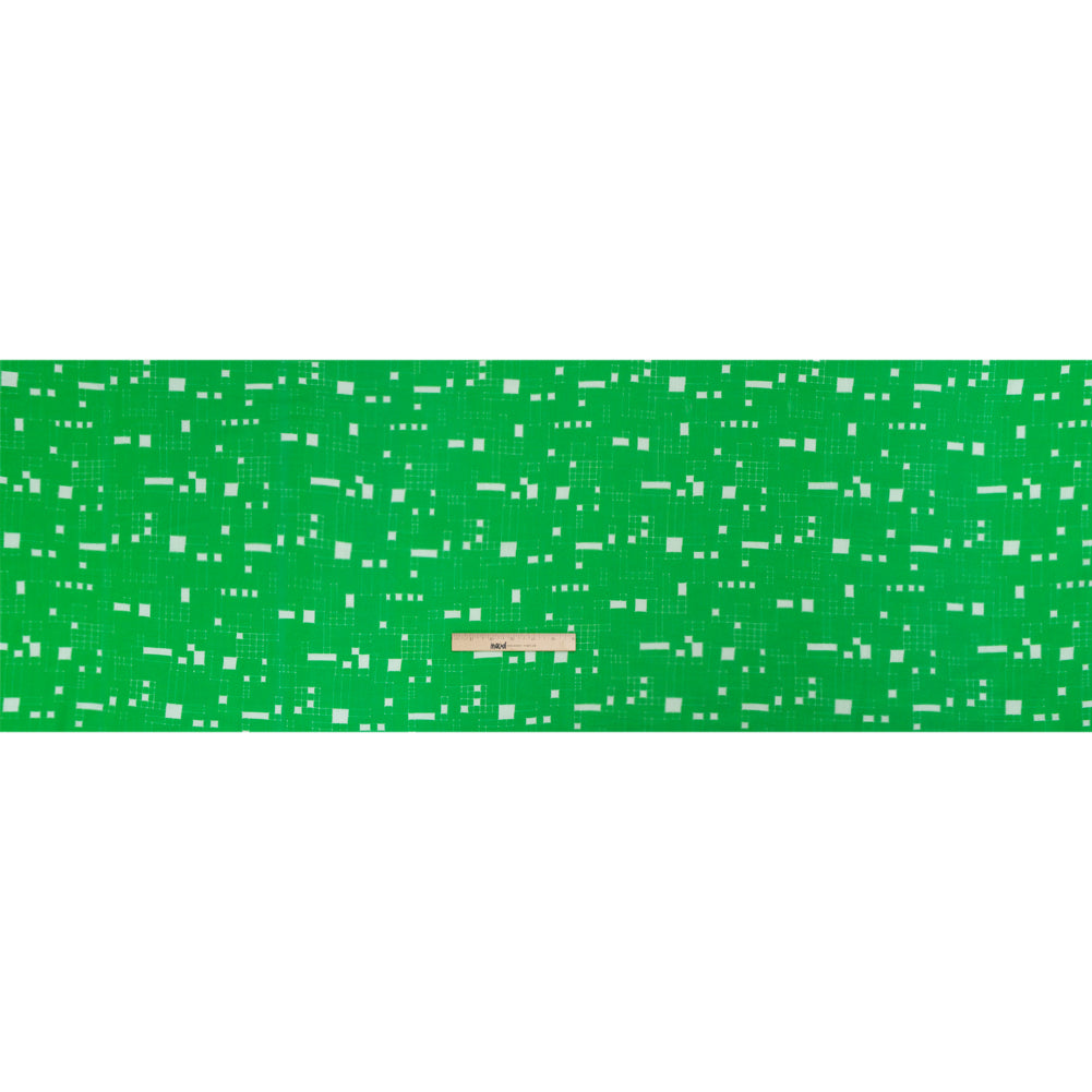 Slubbed Gauzy Cotton Woven Print - Kelly Green Geometric Squares - Mood Exclusive Blocked In Full Slubbed Gauzy Cotton Woven Print - Kelly Green Geometric Squares - Mood Exclusive Blocked In Full