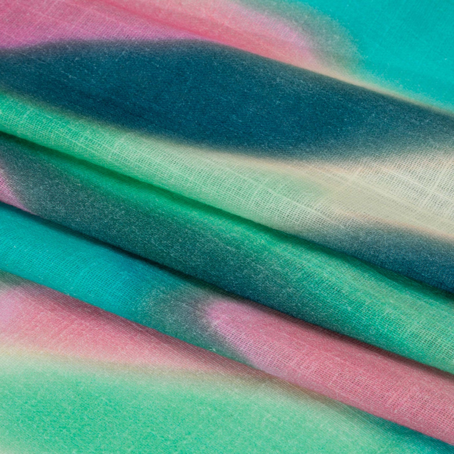 Slubbed Gauzy Cotton Woven Print - Green, Pink and Blue Hazy Abstract - Mood Exclusive Scattered Sunlight Folded Slubbed Gauzy Cotton Woven Print - Green, Pink and Blue Hazy Abstract - Mood Exclusive Scattered Sunlight Folded