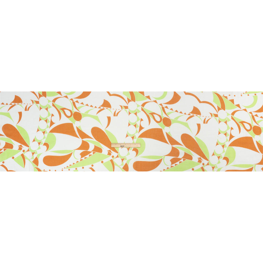 Slubbed Gauzy Cotton Woven Print - Burnt Orange, Lime and White Abstract - Mood Exclusive Circus of Clouds Full Slubbed Gauzy Cotton Woven Print - Burnt Orange, Lime and White Abstract - Mood Exclusive Circus of Clouds Full