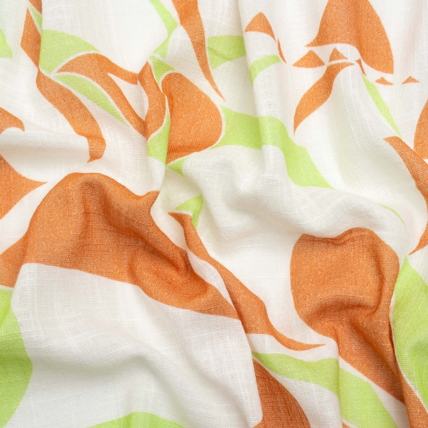 Slubbed Gauzy Cotton Woven Print - Burnt Orange, Lime and White Abstract - Mood Exclusive Circus of Clouds Slubbed Gauzy Cotton Woven Print - Burnt Orange, Lime and White Abstract - Mood Exclusive Circus of Clouds