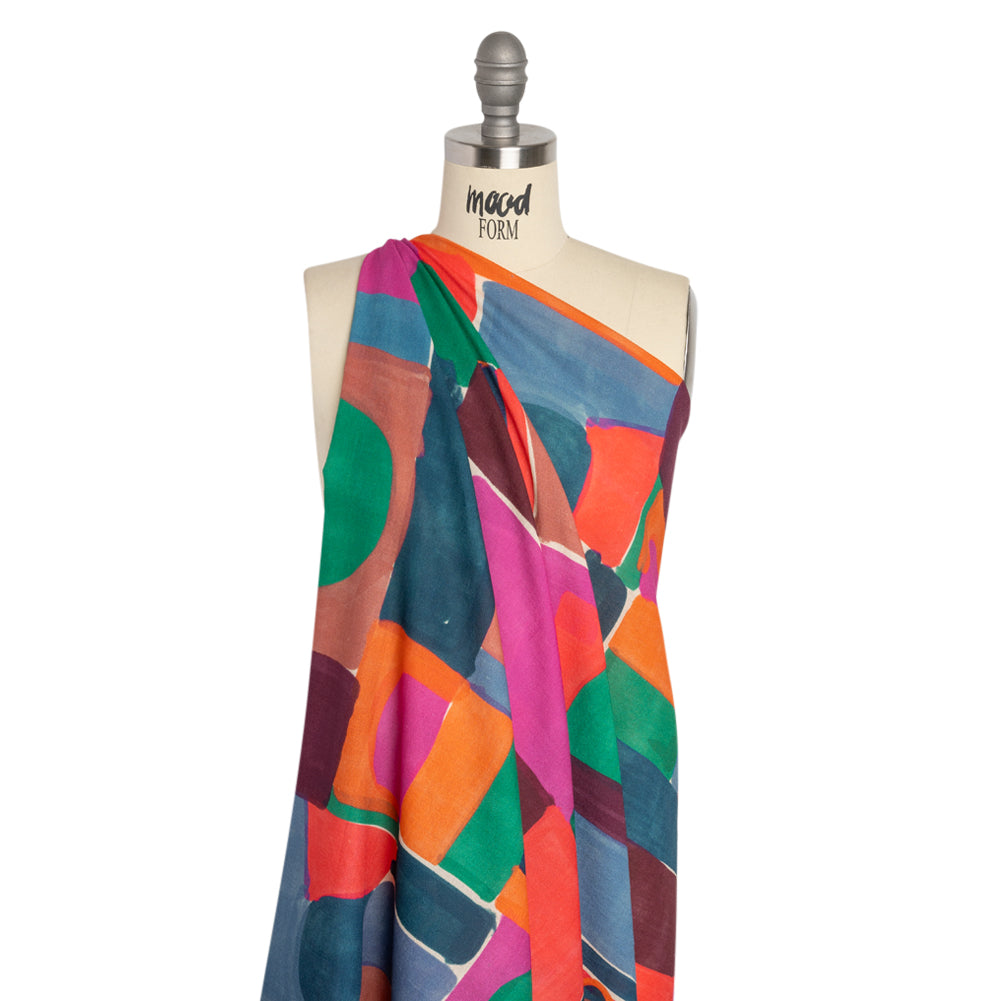 Mood Exclusive Berry Building Blocks Cotton Crepe Panel Drape Mood Exclusive Berry Building Blocks Cotton Crepe Panel Drape