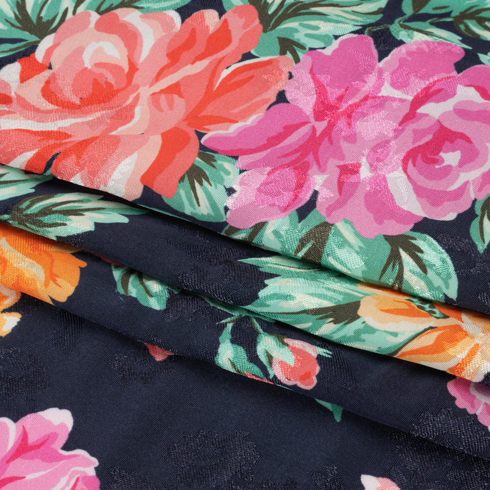 Floral Viscose Jacquard Print - Midnight and Orange Floral - Mood Exclusive Downright Dalloway Full Floral Viscose Jacquard Print - Midnight and Orange Floral - Mood Exclusive Downright Dalloway Full