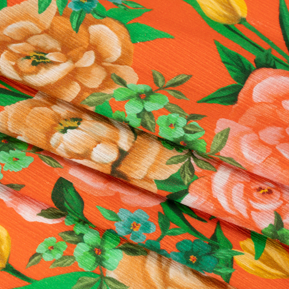 Mood Exclusive Orange Rose Dawn Slubbed Gauzy Cotton Woven Folded Mood Exclusive Orange Rose Dawn Slubbed Gauzy Cotton Woven Folded