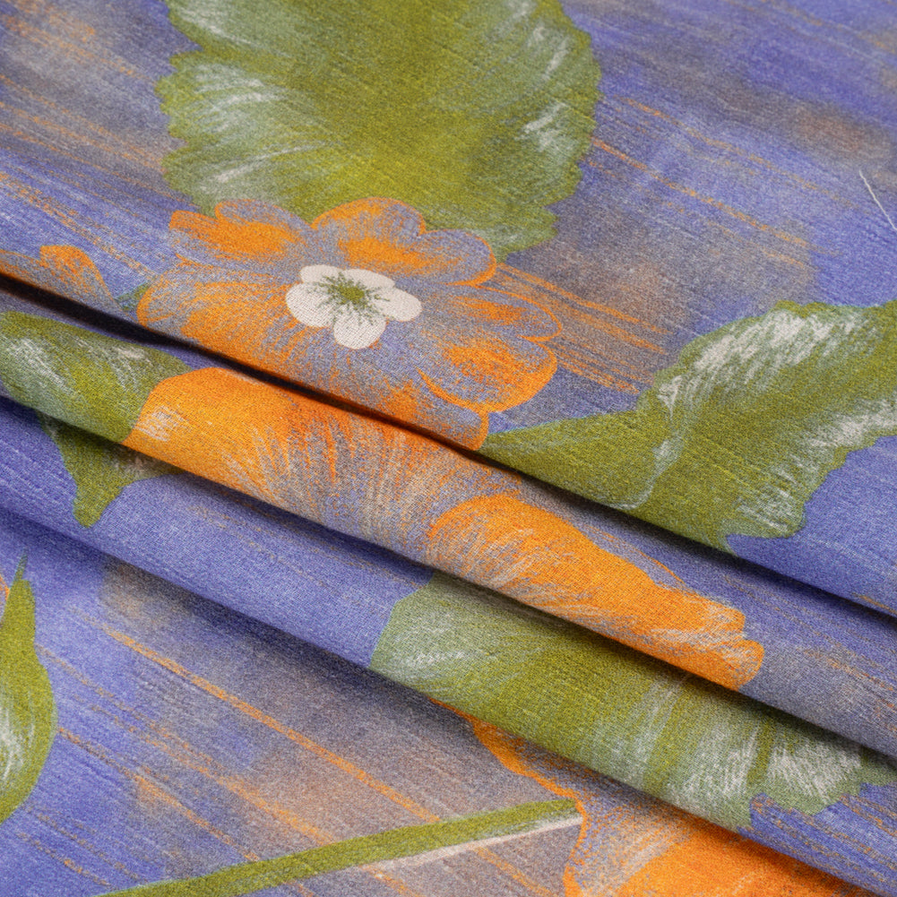Mood Exclusive Blue Clementines and Lavender Cotton Crepe Folded Mood Exclusive Blue Clementines and Lavender Cotton Crepe Folded