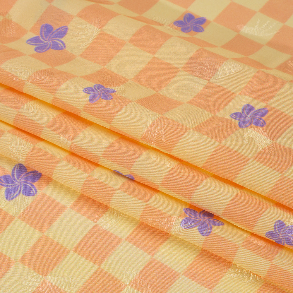 Hands Viscose Jacquard Print - Peach Floral Checkerboard - Mood Exclusive Dippin' Disco Full Hands Viscose Jacquard Print - Peach Floral Checkerboard - Mood Exclusive Dippin' Disco Full