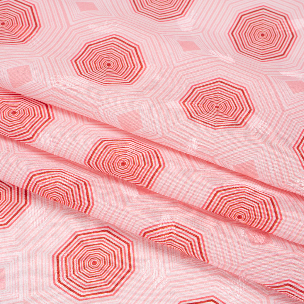 Hands Viscose Jacquard Print - Pink Geometric - Mood Exclusive Retro Reverb Full Hands Viscose Jacquard Print - Pink Geometric - Mood Exclusive Retro Reverb Full