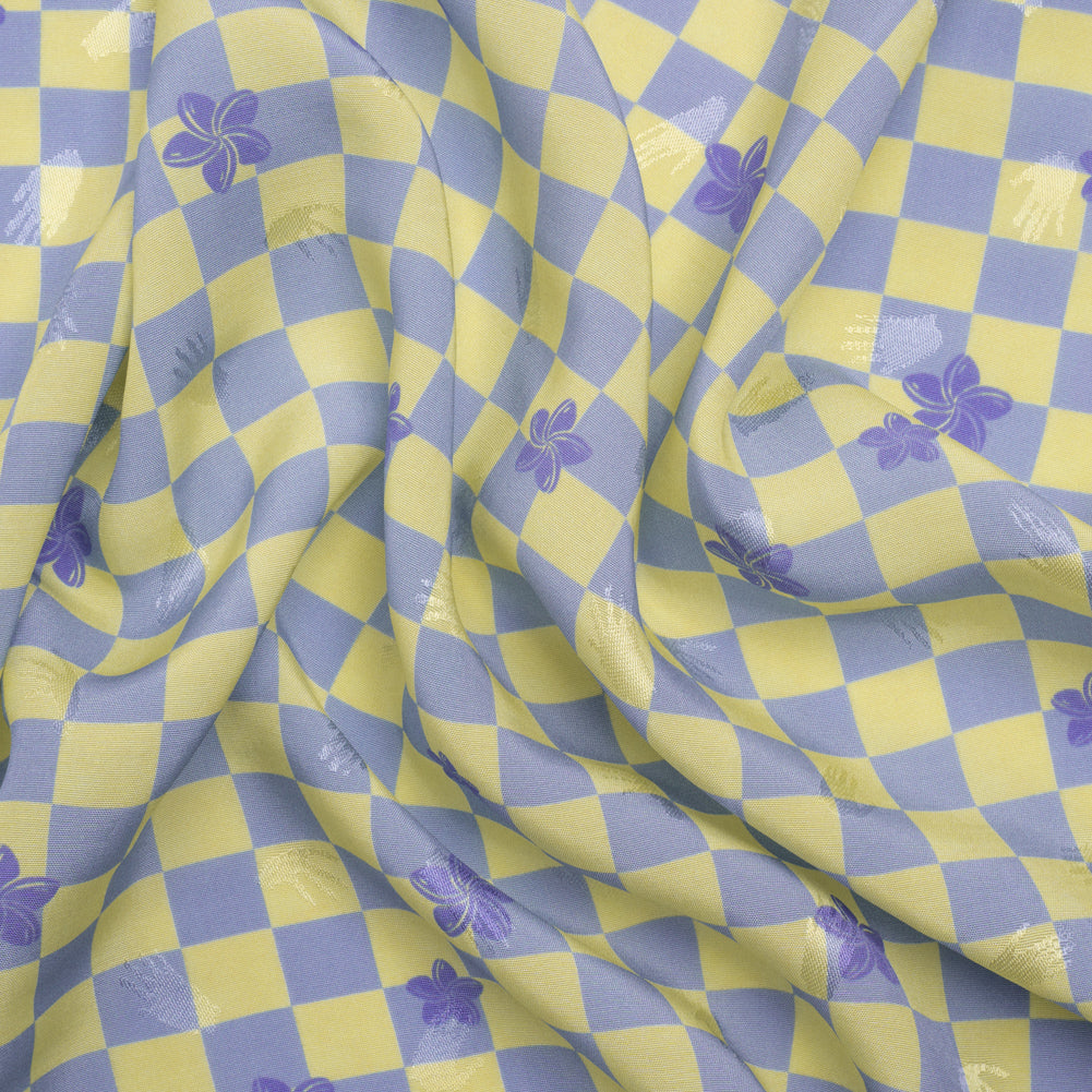 Hands Viscose Jacquard Print - Light Blue Floral Checkerboard - Mood Exclusive Dippin' Disco Hands Viscose Jacquard Print - Light Blue Floral Checkerboard - Mood Exclusive Dippin' Disco