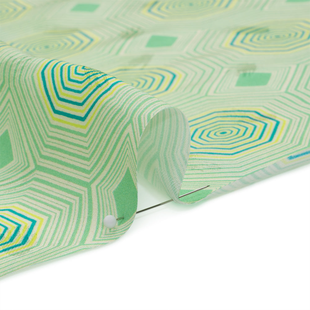 Hands Viscose Jacquard Print - Green Geometric - Mood Exclusive Retro Reverb Folded Hands Viscose Jacquard Print - Green Geometric - Mood Exclusive Retro Reverb Folded