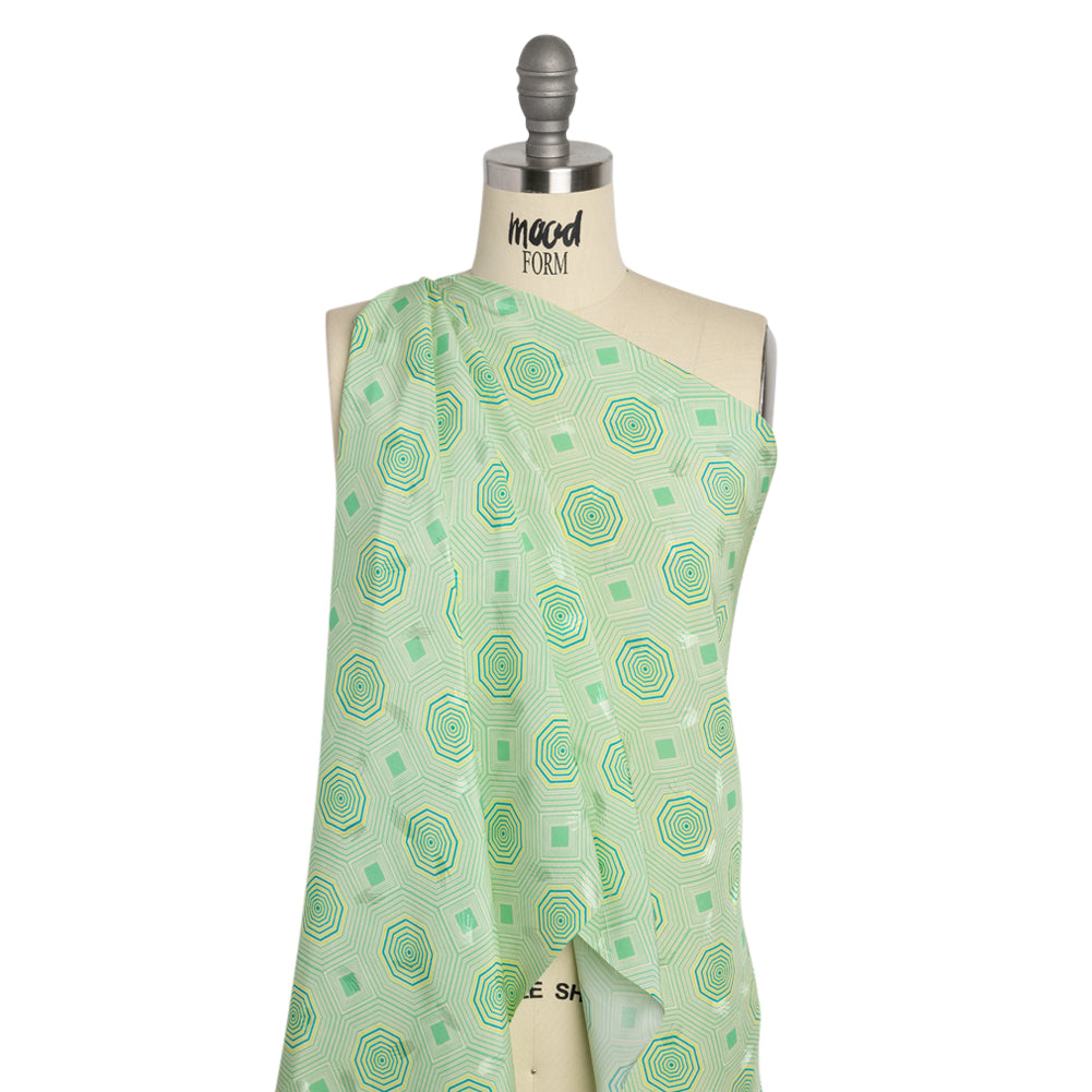 Hands Viscose Jacquard Print - Green Geometric - Mood Exclusive Retro Reverb Detail Hands Viscose Jacquard Print - Green Geometric - Mood Exclusive Retro Reverb Detail