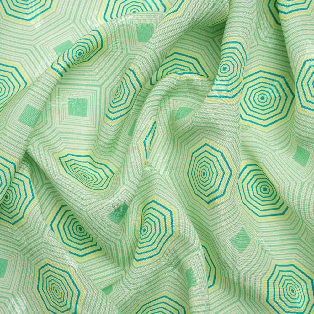 Hands Viscose Jacquard Print - Green Geometric - Mood Exclusive Retro Reverb Hands Viscose Jacquard Print - Green Geometric - Mood Exclusive Retro Reverb