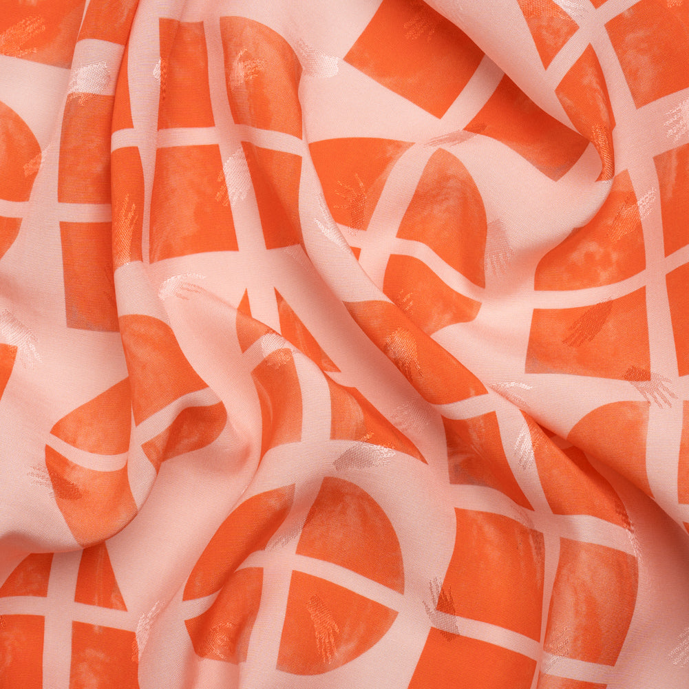 Hands Viscose Jacquard Print - Coral Divided Geometric Shapes - Mood Exclusive Elementary Views Hands Viscose Jacquard Print - Coral Divided Geometric Shapes - Mood Exclusive Elementary Views