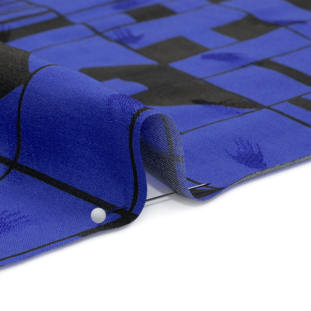 Hands Viscose Jacquard Print - Cobalt Blue Geometric Blocks - Mood Exclusive Shape Shifter Folded Hands Viscose Jacquard Print - Cobalt Blue Geometric Blocks - Mood Exclusive Shape Shifter Folded