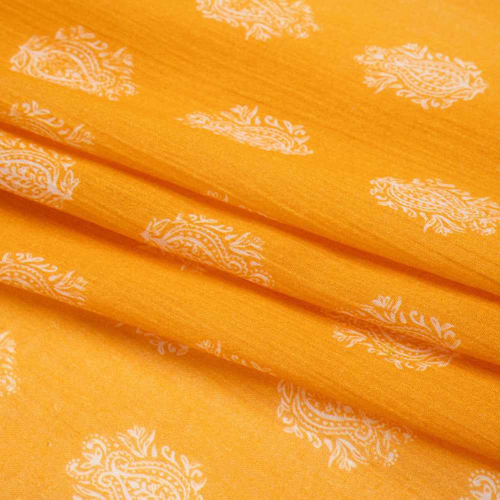 Crinkled Cotton Gauzy Woven Print - Mango Orange Paisley Spots - Mood Exclusive Perhaps Paisleys Folded Crinkled Cotton Gauzy Woven Print - Mango Orange Paisley Spots - Mood Exclusive Perhaps Paisleys Folded