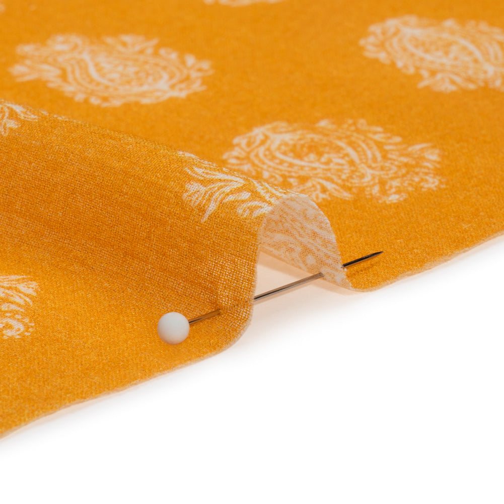 Crinkled Cotton Gauzy Woven Print - Mango Orange Paisley Spots - Mood Exclusive Perhaps Paisleys Detail Crinkled Cotton Gauzy Woven Print - Mango Orange Paisley Spots - Mood Exclusive Perhaps Paisleys Detail