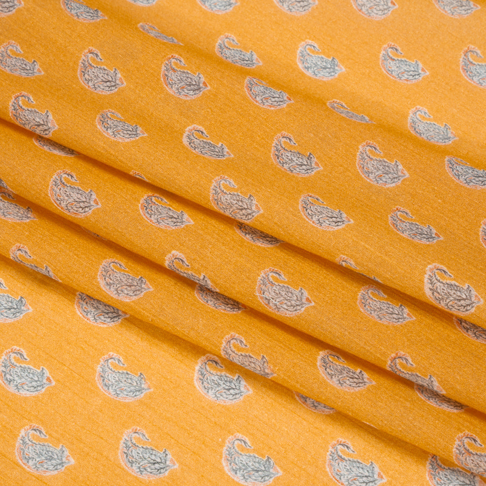 Crinkled Cotton Gauzy Woven Print - Mango Orange and Blue Paisley - Mood Exclusive Bit of Bloom Folded Crinkled Cotton Gauzy Woven Print - Mango Orange and Blue Paisley - Mood Exclusive Bit of Bloom Folded
