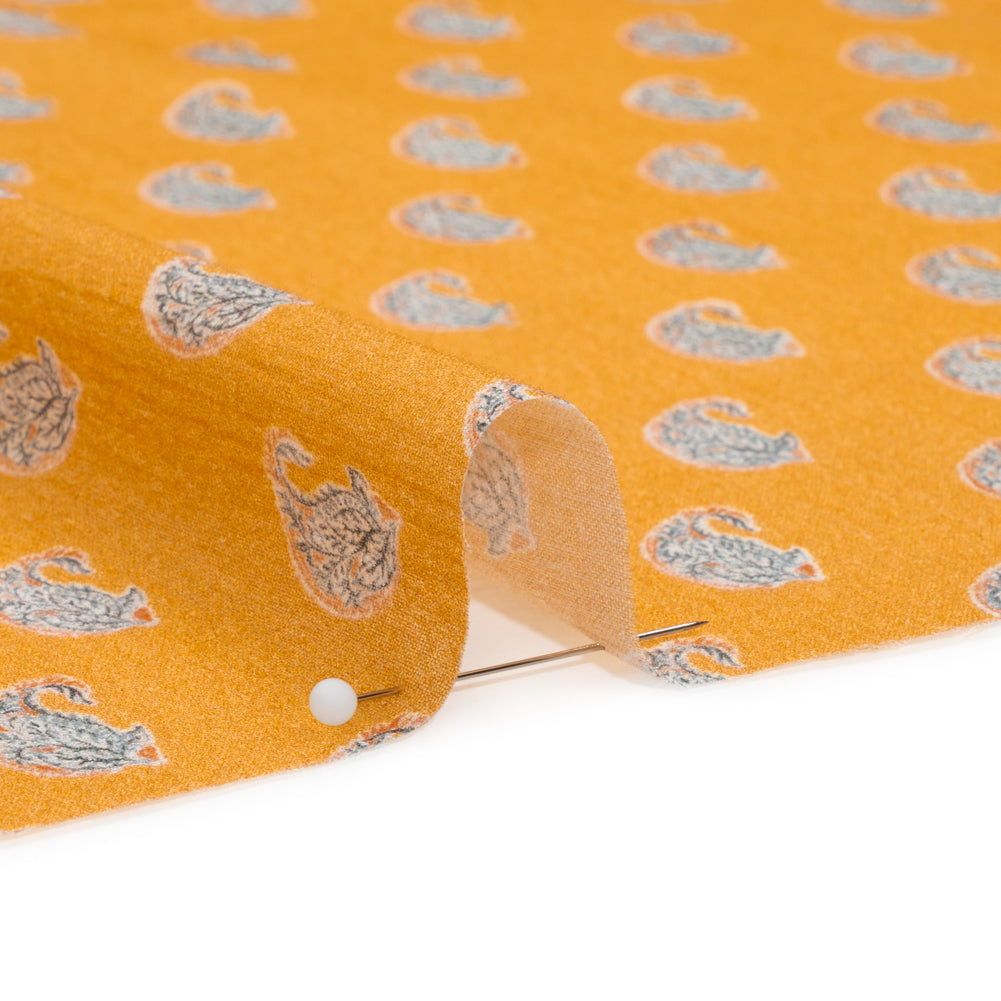 Crinkled Cotton Gauzy Woven Print - Mango Orange and Blue Paisley - Mood Exclusive Bit of Bloom Detail Crinkled Cotton Gauzy Woven Print - Mango Orange and Blue Paisley - Mood Exclusive Bit of Bloom Detail