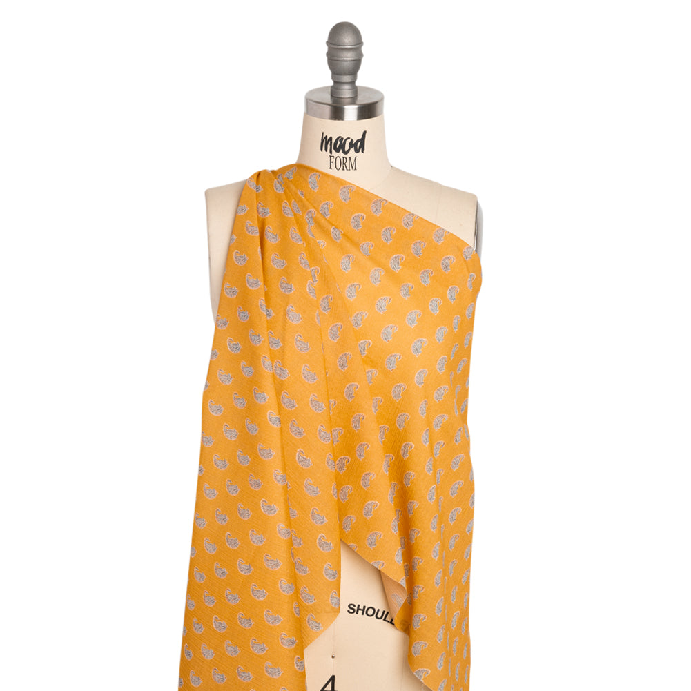 Crinkled Cotton Gauzy Woven Print - Mango Orange and Blue Paisley - Mood Exclusive Bit of Bloom Drape Crinkled Cotton Gauzy Woven Print - Mango Orange and Blue Paisley - Mood Exclusive Bit of Bloom Drape