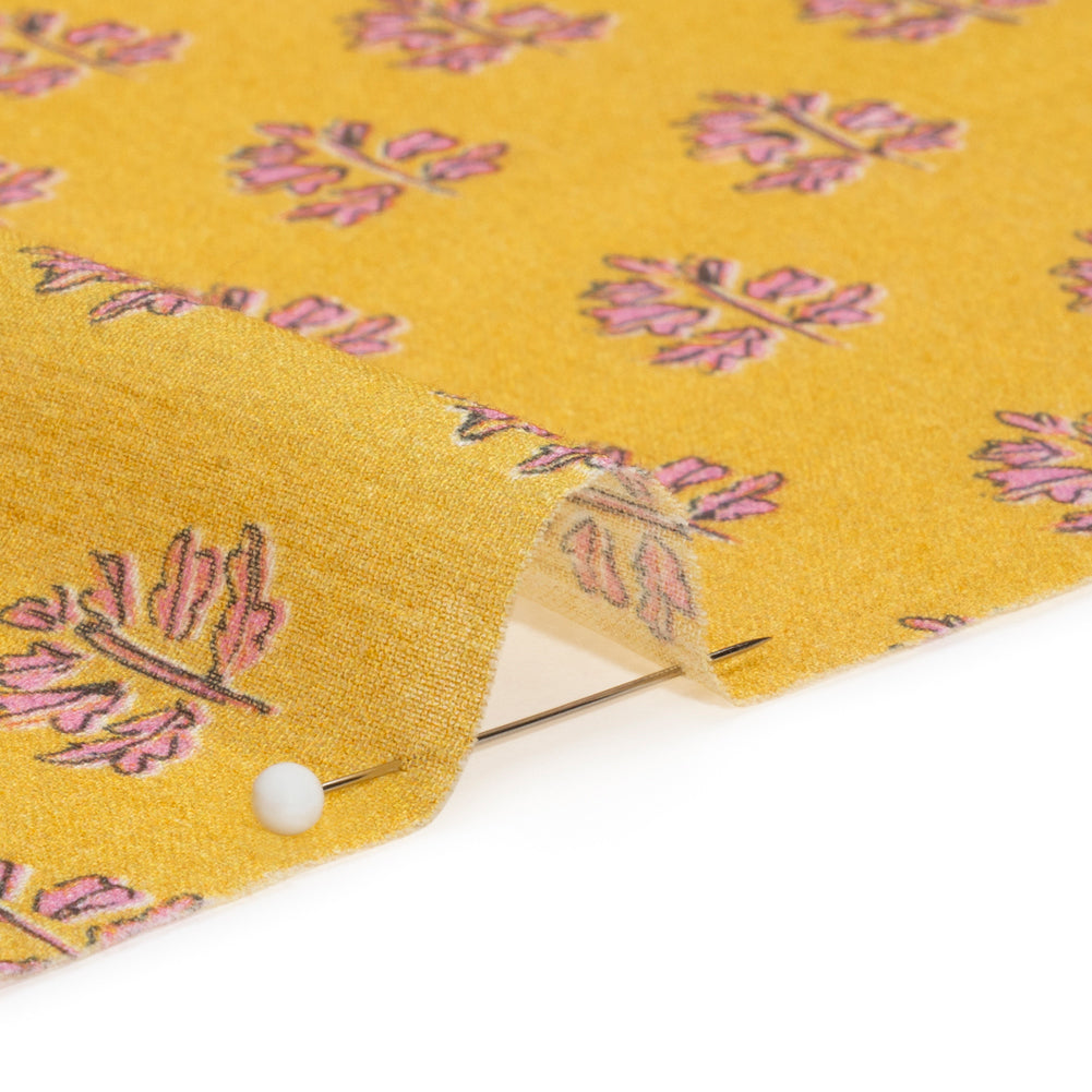 Crinkled Cotton Gauzy Woven Print - Yellow and Pink Leaves - Mood Exclusive Fields of Gold Detail Crinkled Cotton Gauzy Woven Print - Yellow and Pink Leaves - Mood Exclusive Fields of Gold Detail