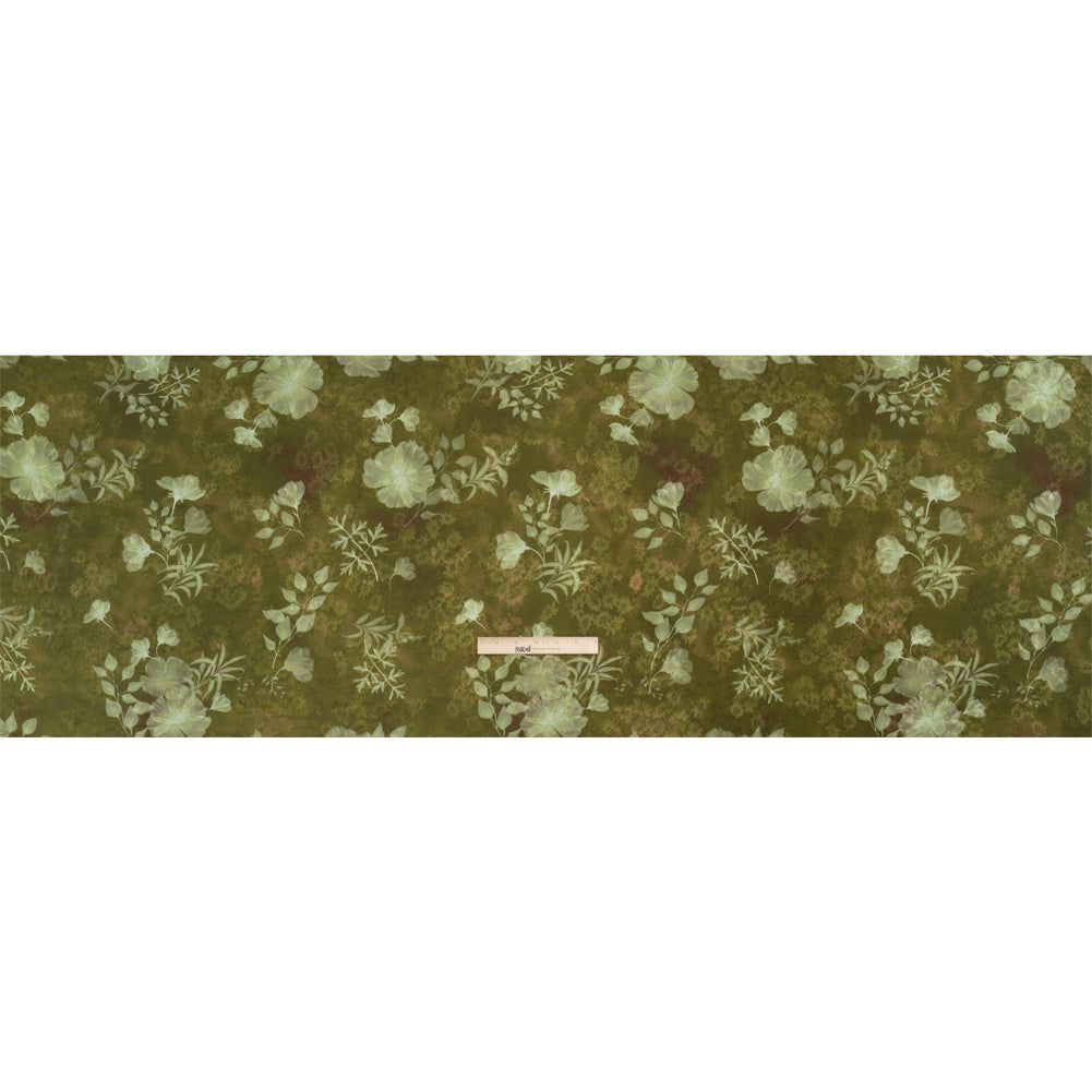 Floral Viscose Jacquard Print - Olive Green Leafy Floral - Mood Exclusive Willow Wanderer Drape Floral Viscose Jacquard Print - Olive Green Leafy Floral - Mood Exclusive Willow Wanderer Drape
