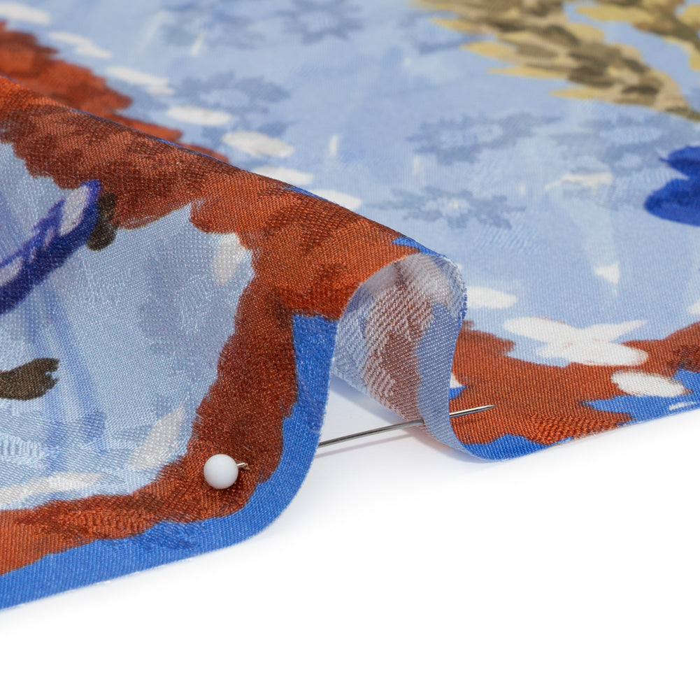 Floral Viscose Jacquard Print - Blue Outdoorsy Icons Grid - Mood Exclusive Take a Hike Folded Floral Viscose Jacquard Print - Blue Outdoorsy Icons Grid - Mood Exclusive Take a Hike Folded