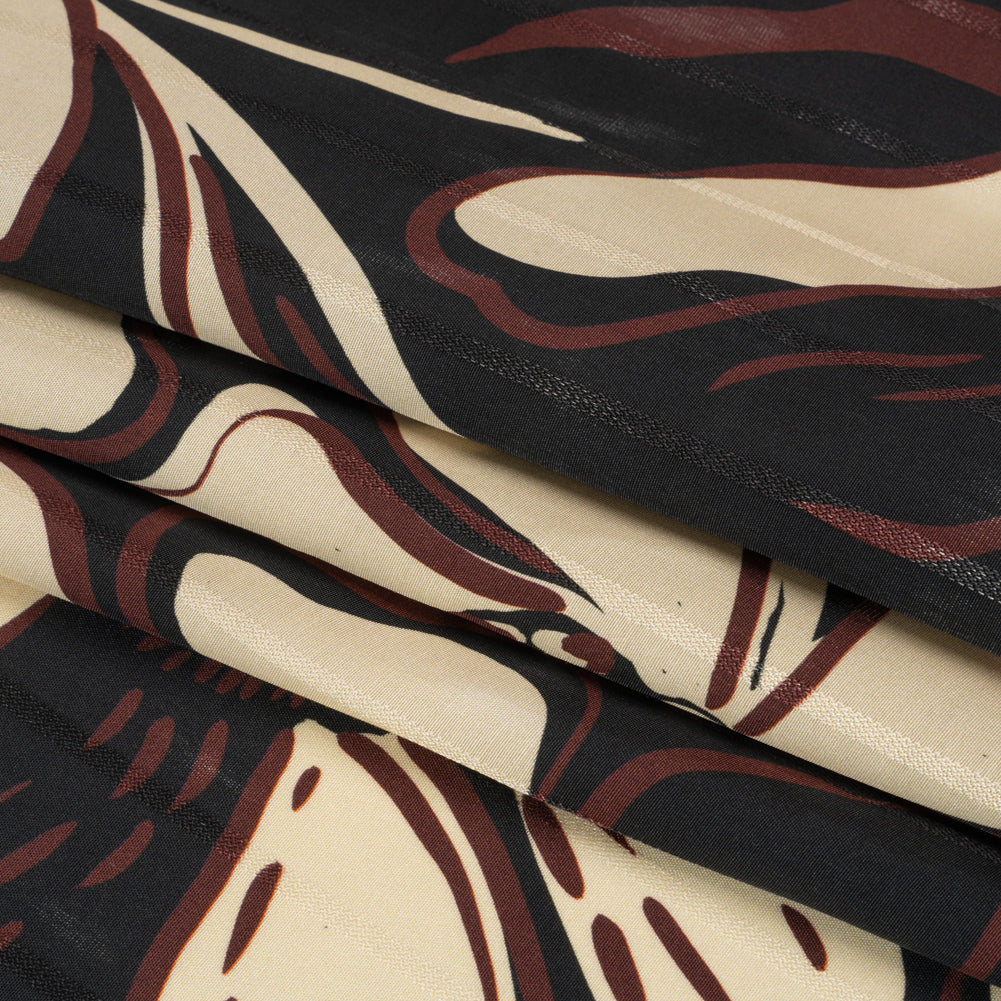 Striped Viscose Jacquard Print - Black, Burgundy and Beige Floral - Mood Exclusive Ground Level Full Striped Viscose Jacquard Print - Black, Burgundy and Beige Floral - Mood Exclusive Ground Level Full