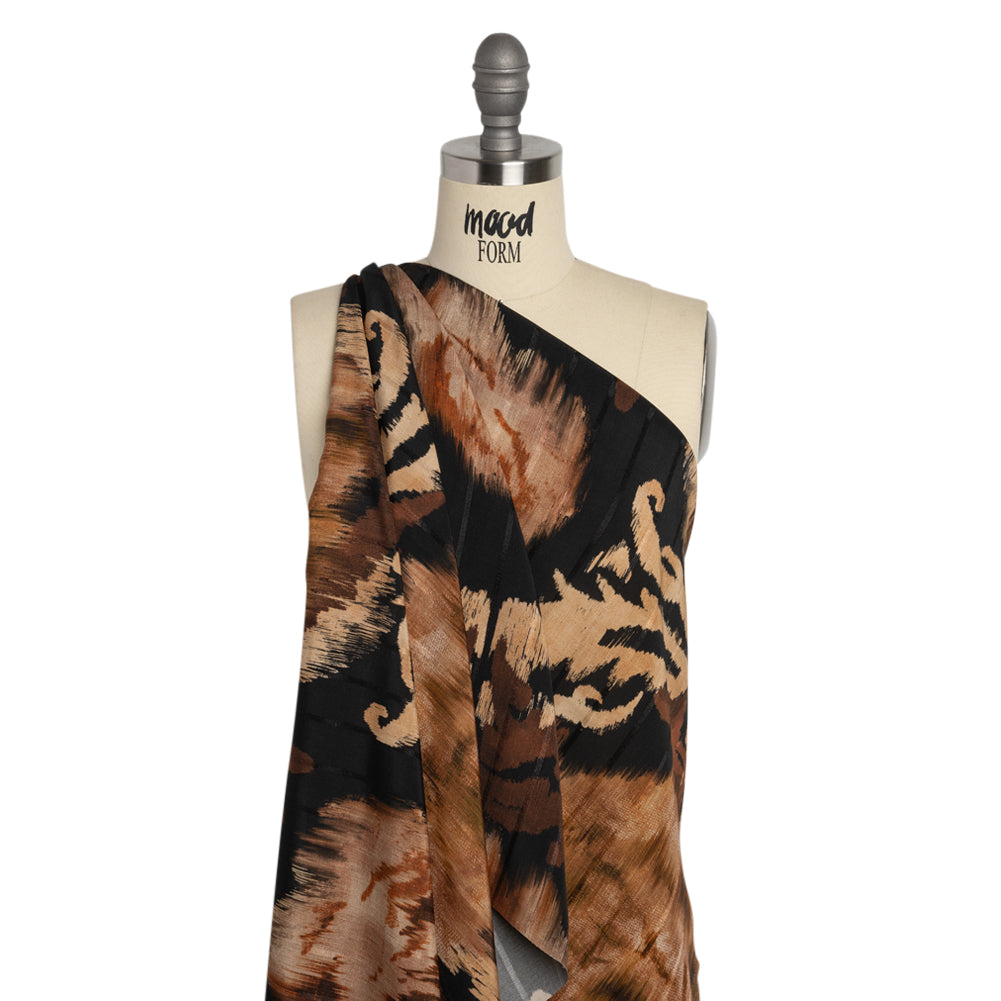 Striped Viscose Jacquard Print - Brown and Black Floral Ikat - Mood Exclusive Some Semblance Detail Striped Viscose Jacquard Print - Brown and Black Floral Ikat - Mood Exclusive Some Semblance Detail