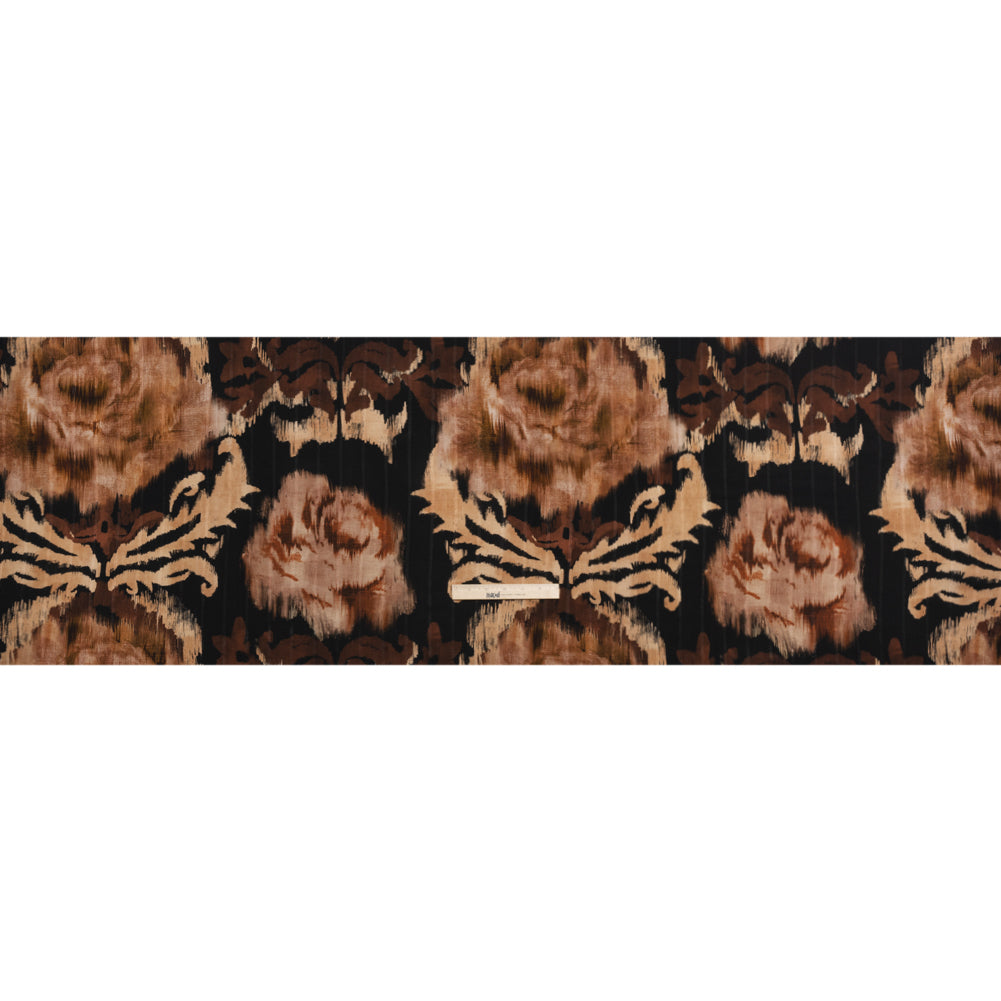 Striped Viscose Jacquard Print - Brown and Black Floral Ikat - Mood Exclusive Some Semblance Drape Striped Viscose Jacquard Print - Brown and Black Floral Ikat - Mood Exclusive Some Semblance Drape