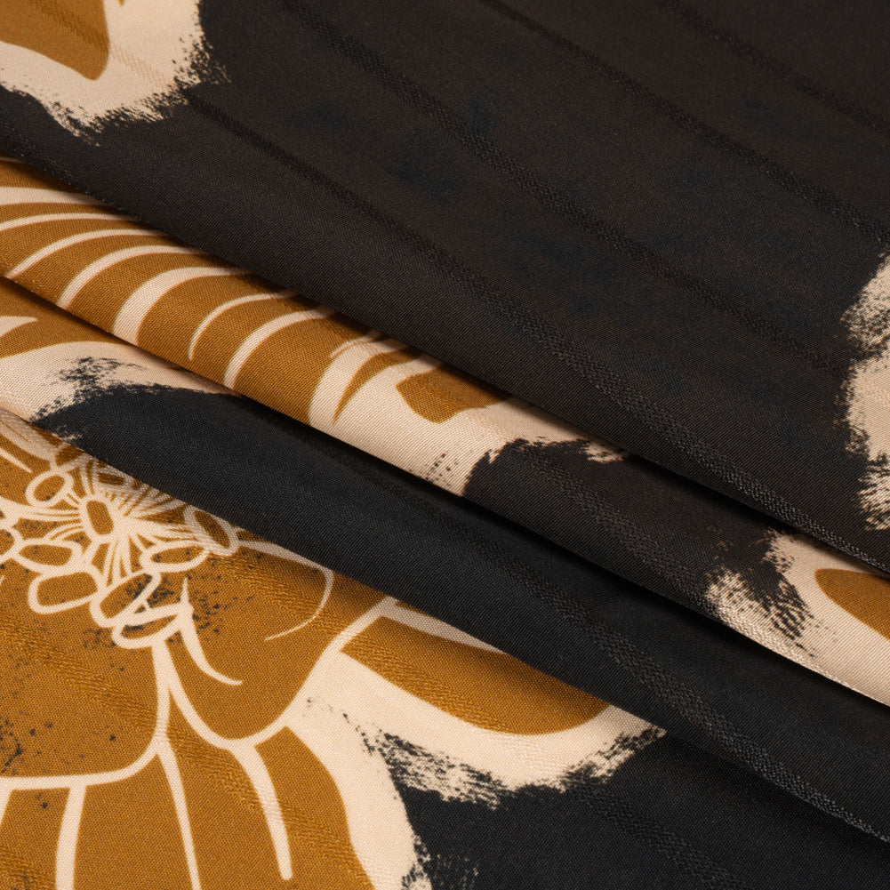 Striped Viscose Jacquard Print - Mustard Floral - Mood Exclusive Simple Luxuries Full Striped Viscose Jacquard Print - Mustard Floral - Mood Exclusive Simple Luxuries Full