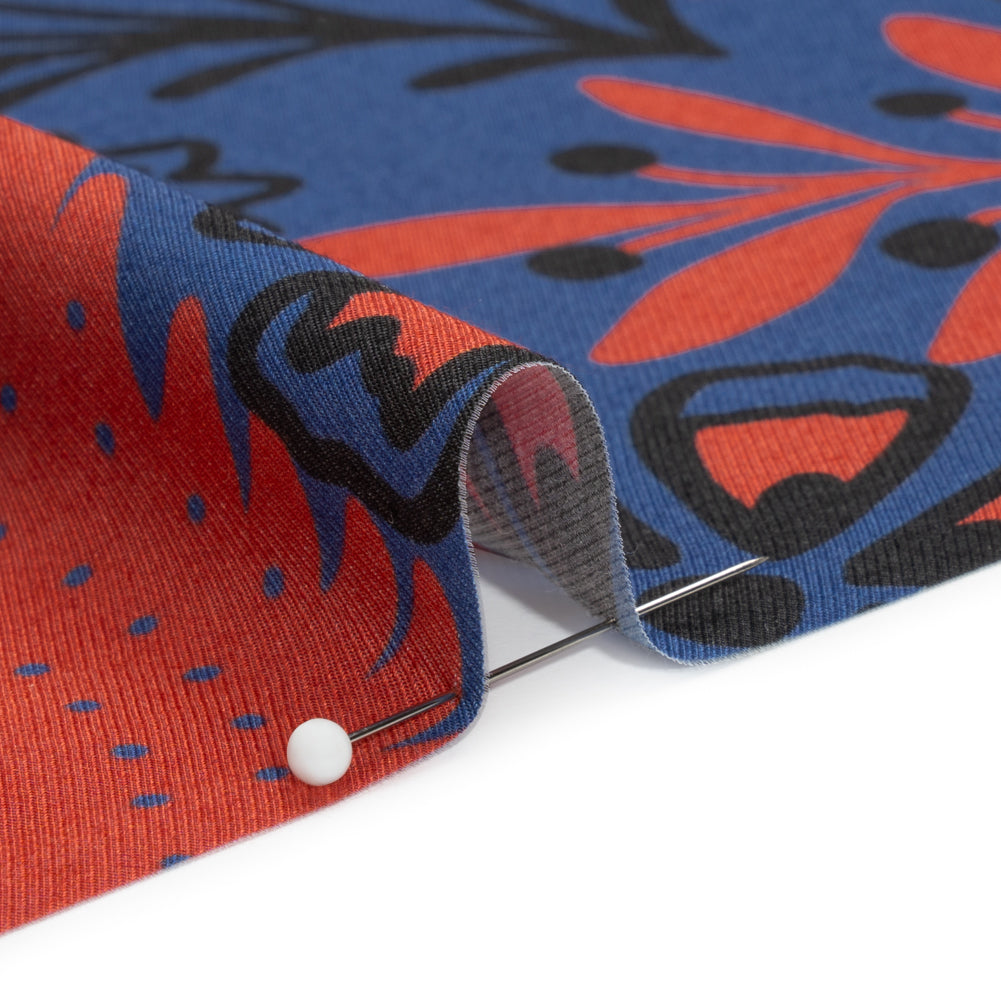 Mood Exclusive Blue Feathered Folklore Sustainable Viscose and Polyester Twill Folded Mood Exclusive Blue Feathered Folklore Sustainable Viscose and Polyester Twill Folded
