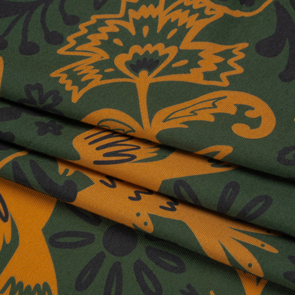 Mood Exclusive Green Feathered Folklore Sustainable Viscose and Polyester Twill Full Mood Exclusive Green Feathered Folklore Sustainable Viscose and Polyester Twill Full