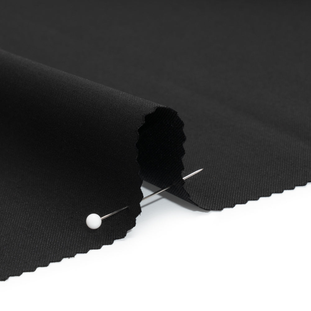 Super 120 Merino Wool Suiting - Black - Finn Collection Detail Super 120 Merino Wool Suiting - Black - Finn Collection Detail