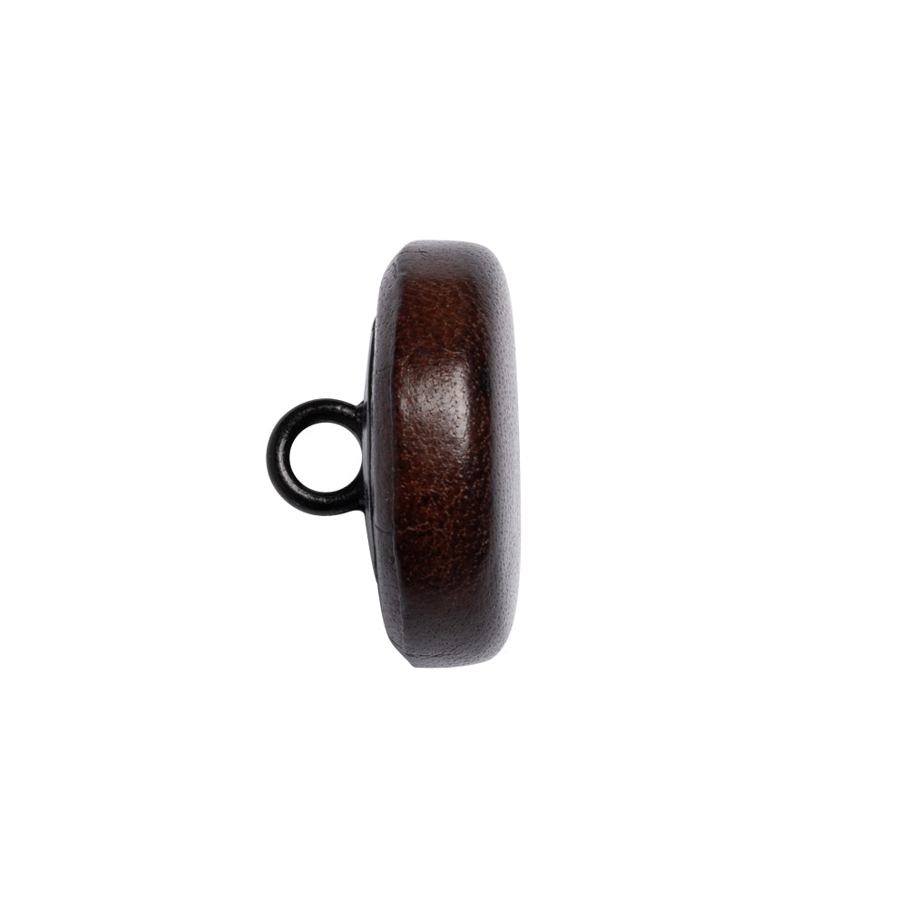 Italian Brown Flat Top Leather Shank Back Button - 32L/20mm Folded Italian Brown Flat Top Leather Shank Back Button - 32L/20mm Folded