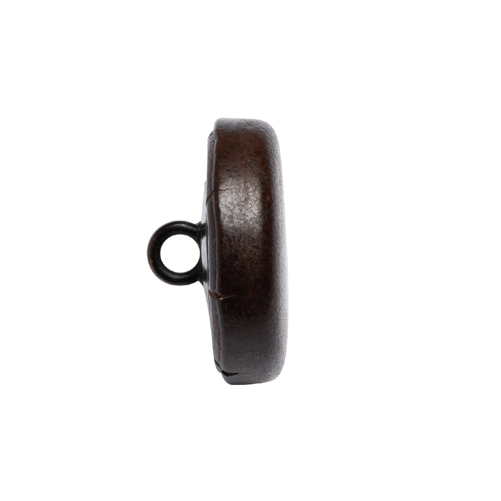 Italian Brown Flat Top Leather Shank Back Button - 36L/23mm Folded Italian Brown Flat Top Leather Shank Back Button - 36L/23mm Folded