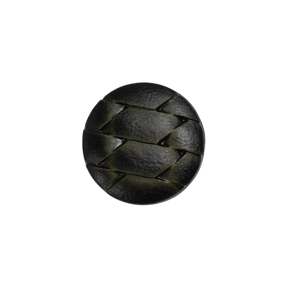 Italian Dark Olive Geometric Engraved Shank Back Plastic Button - 28L/18mm Italian Dark Olive Geometric Engraved Shank Back Plastic Button - 28L/18mm