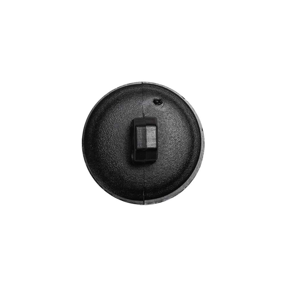 Italian Black Geometric Engraved Shank Back Plastic Button - 28L/18mm Detail Italian Black Geometric Engraved Shank Back Plastic Button - 28L/18mm Detail