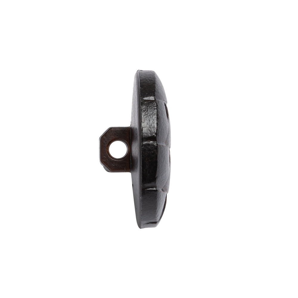 Italian Brown Geometric Engraved Shank Back Plastic Button - 36L/23mm Folded Italian Brown Geometric Engraved Shank Back Plastic Button - 36L/23mm Folded